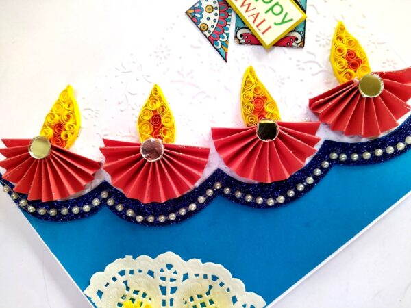 Sparkling Handmade Quilled Diwali Greeting Card D24 image Sparkling Handmade Quilled Diwali Greeting Card D24 image