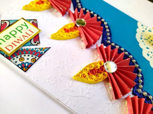 Sparkling Handmade Quilled Diwali Greeting Card D24 image Sparkling Handmade Quilled Diwali Greeting Card D24 image