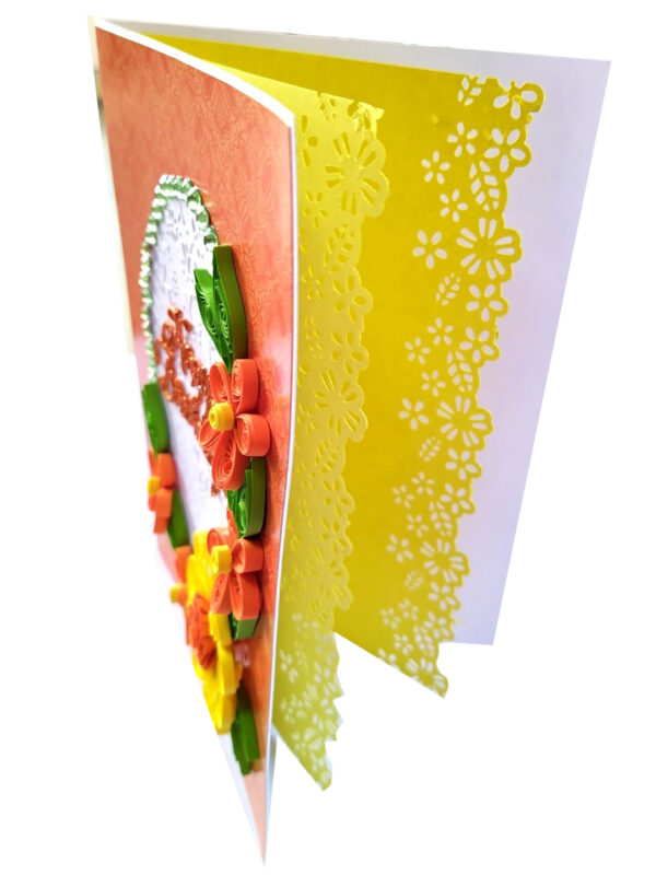 Quilled Orange & Yellow Flowers Greeting Card image