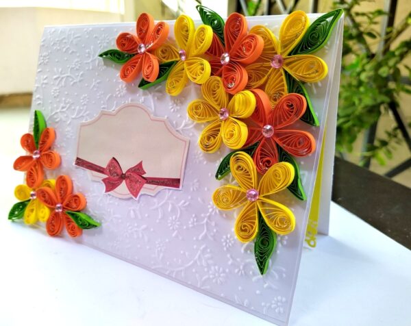 Yellow Orange Quilled Flowers Greeting Card- D2 image