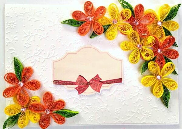 Yellow Orange Quilled Flowers Greeting Card- D2 image