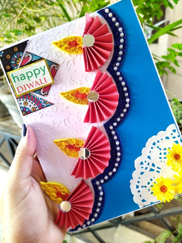 Sparkling Handmade Quilled Diwali Greeting Card D24 image Sparkling Handmade Quilled Diwali Greeting Card D24 image