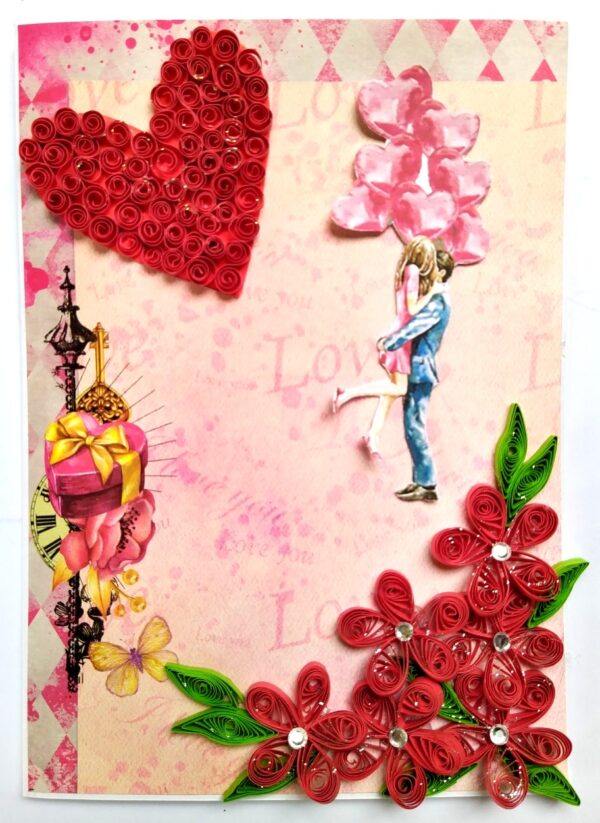 Sparkling Red Quilled Love Birthday Card image