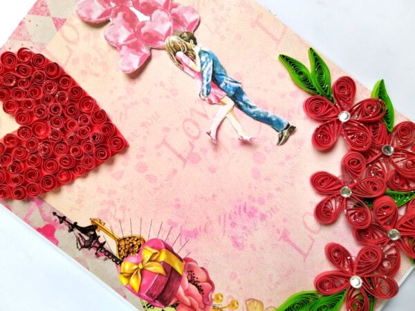 Sparkling Red Quilled Love Birthday Card image