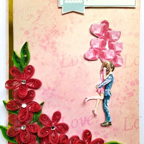 Handmade Quilled Flowers Love Greeting Card image