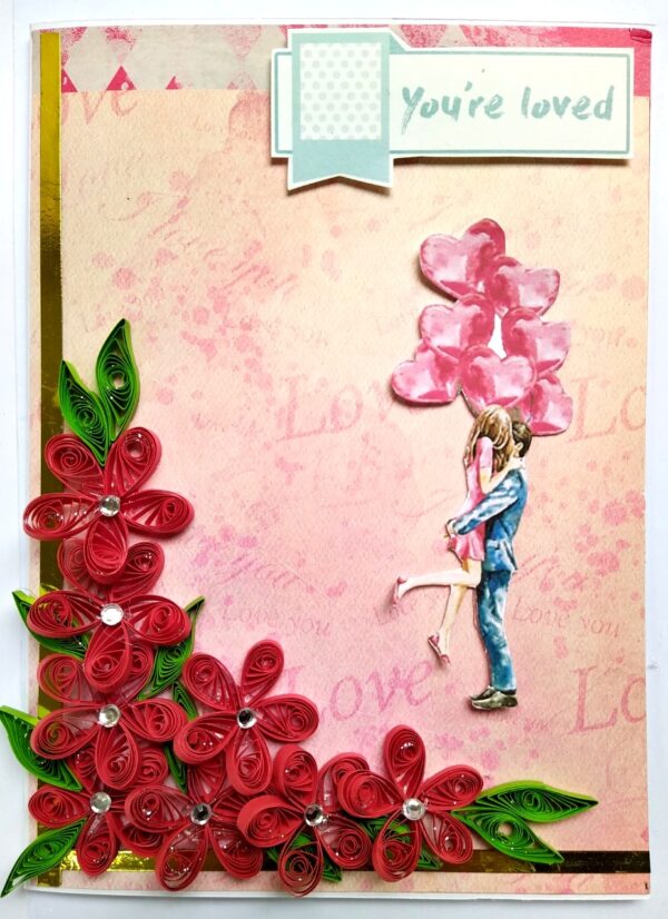 Handmade Quilled Flowers Love Greeting Card image Handmade Quilled Flowers Love Greeting Card image