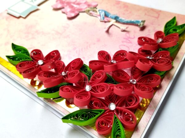 Handmade Quilled Flowers Love Greeting Card image Handmade Quilled Flowers Love Greeting Card image