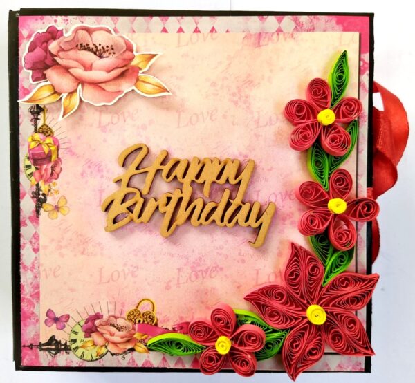 Quilled Red Flowers Happy Birthday Scrapbook image Quilled Red Flowers Happy Birthday Scrapbook image