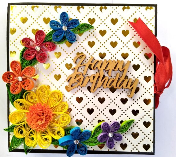 Multicolor Quilled Flowers Birthday Scrapbook image