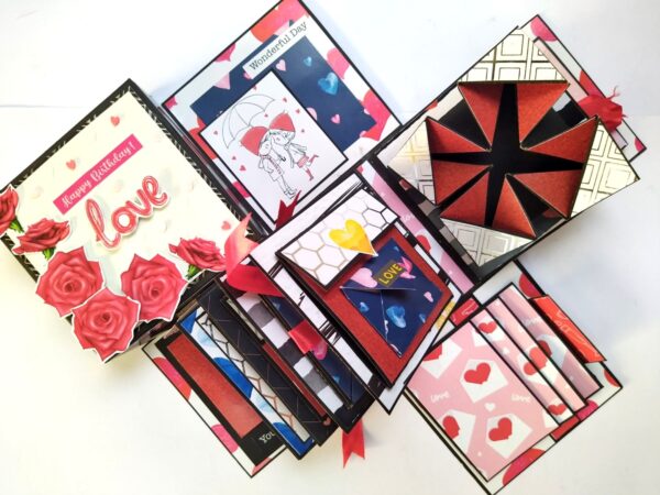 Mini Scrapbook In Explosion Box - Love Theme