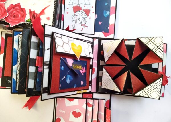 Mini Scrapbook In Explosion Box - Love Theme