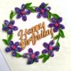 Purple Quilled Garland Flowers Birthday Card