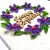 Purple Quilled Garland Flowers Birthday Card