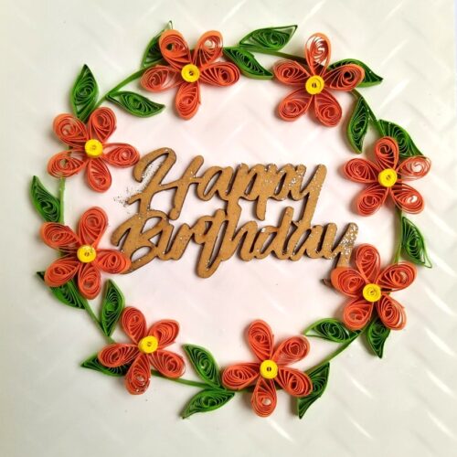 Orange Quilled Garland Flowers Greeting Card