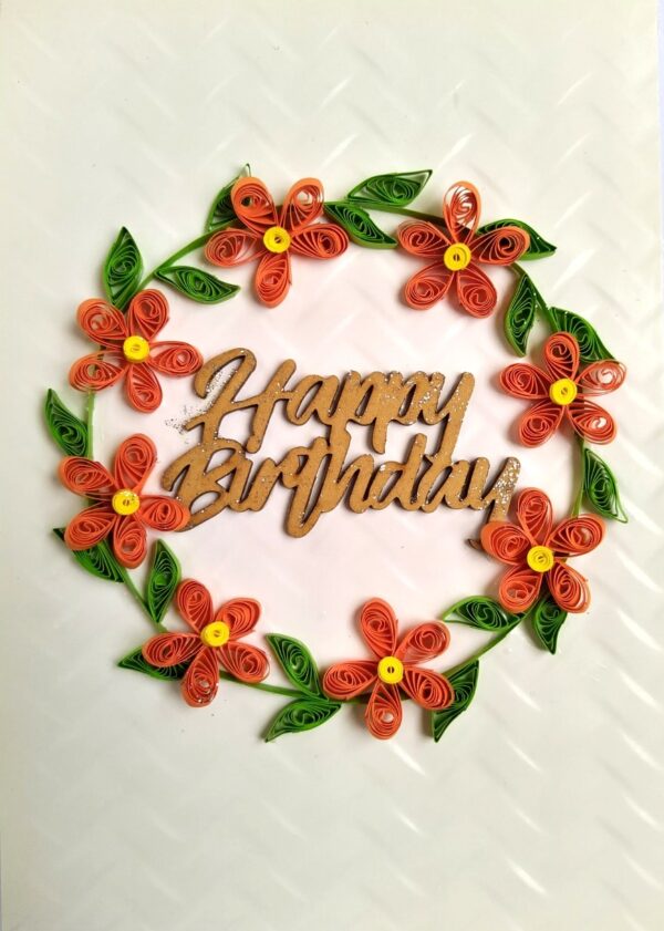 Orange Quilled Garland Flowers Greeting Card