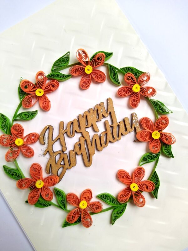 Orange Quilled Garland Flowers Greeting Card
