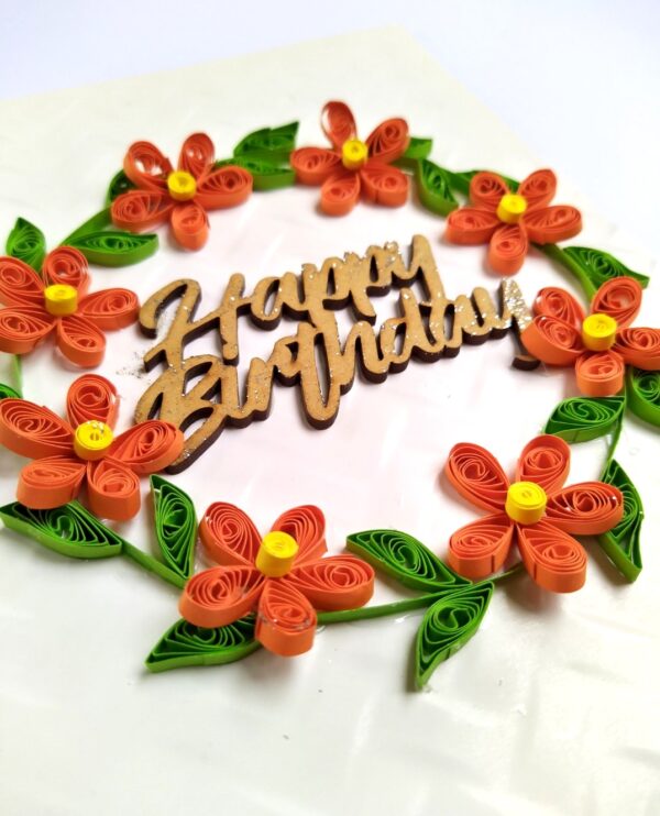 Orange Quilled Garland Flowers Greeting Card
