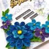 Blue Flowers Happy Birthday Quilled Card