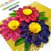 Sparkling Birthday Pink Quilled Flowers Greeting card