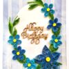 Sparkling Blue Quilled Flowers Birthday card