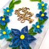 Sparkling Blue Quilled Flowers Birthday card