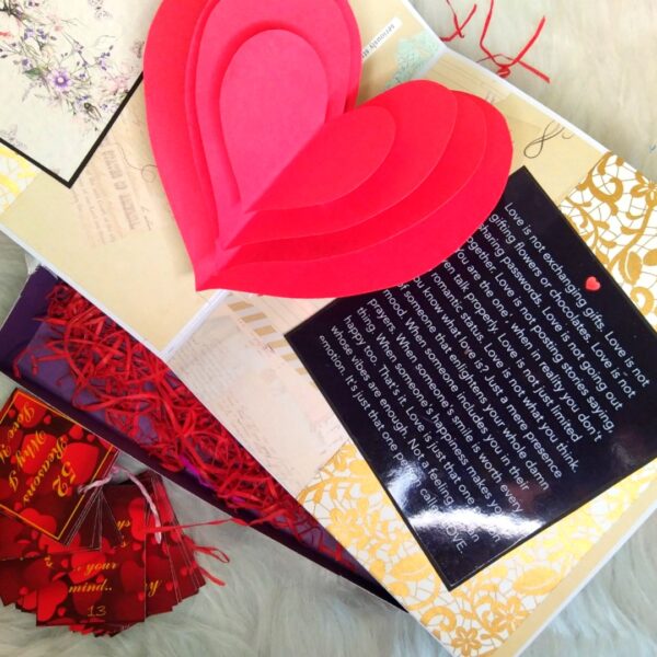 Pop up heart card in a box with 50 reasons of love