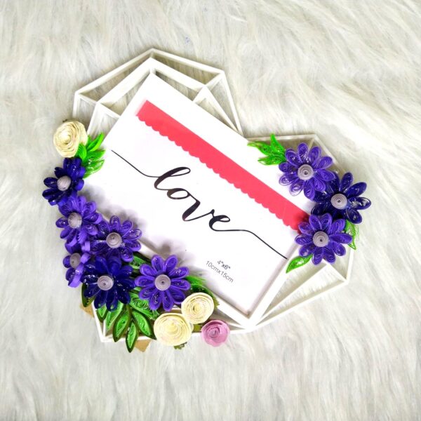 Quilled Heart Shaped Photo frame - Purple