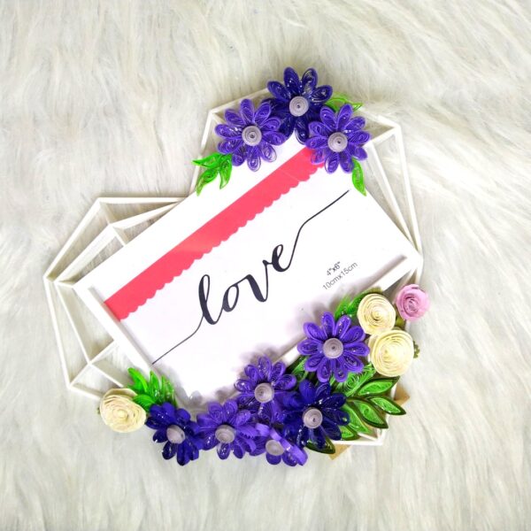 Quilled Heart Shaped Photo frame - Purple