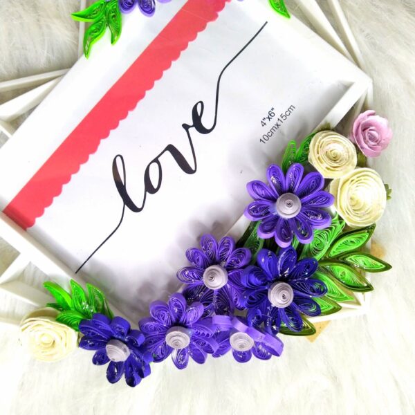 Quilled Heart Shaped Photo frame - Purple