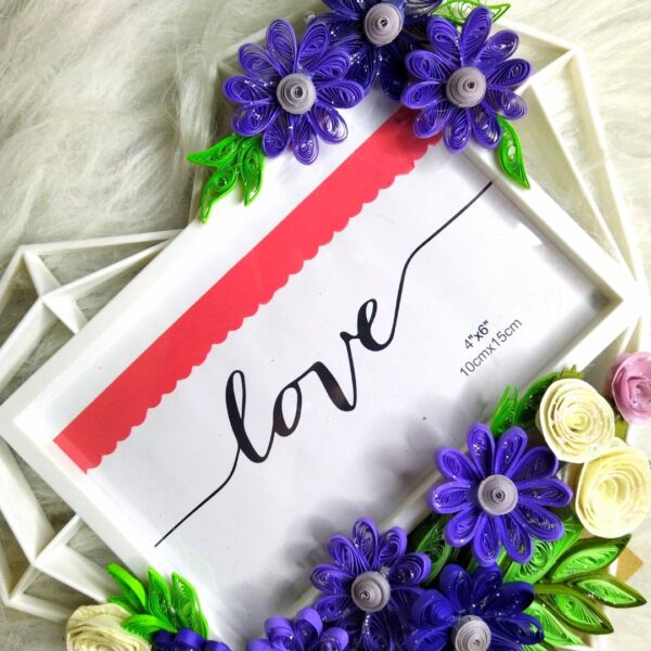 Quilled Heart Shaped Photo frame - Purple