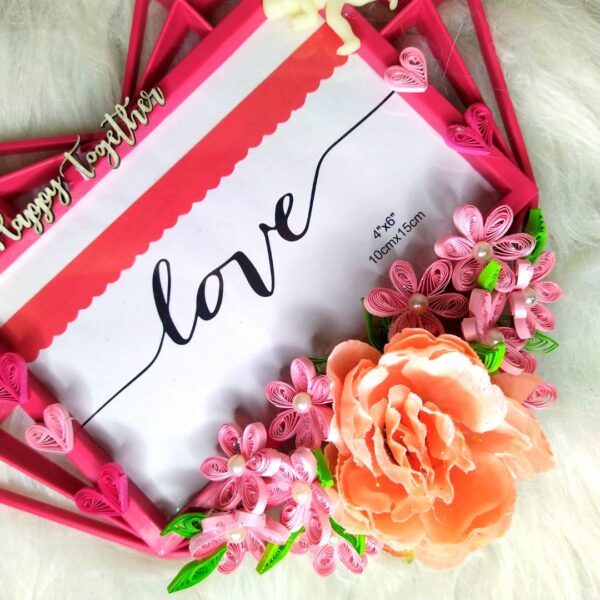 Quilled Heart Shaped Photo frame - Pink