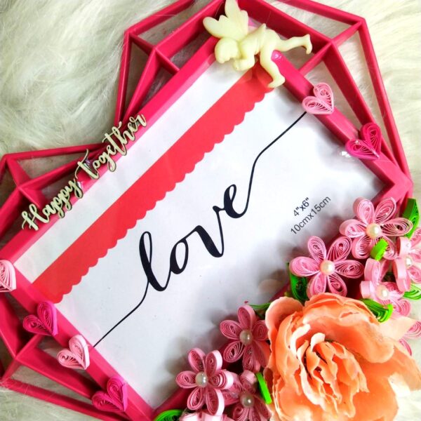 Quilled Heart Shaped Photo frame - Pink