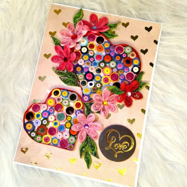 Quilled hearts love greeting card