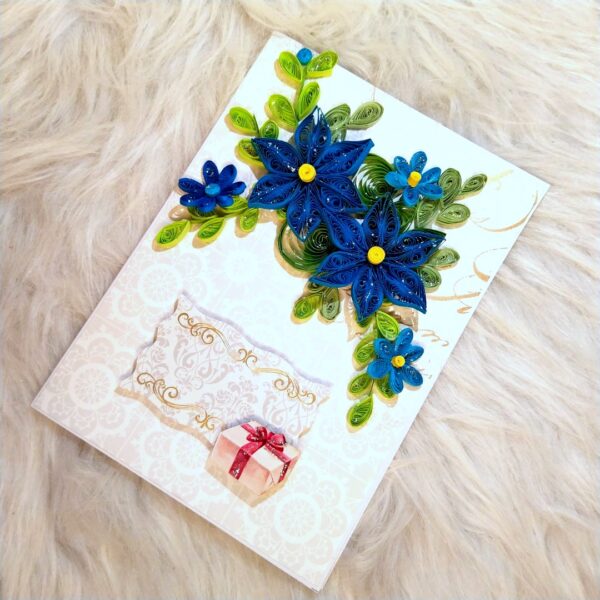 Blue Quilled Flowers Greeting card