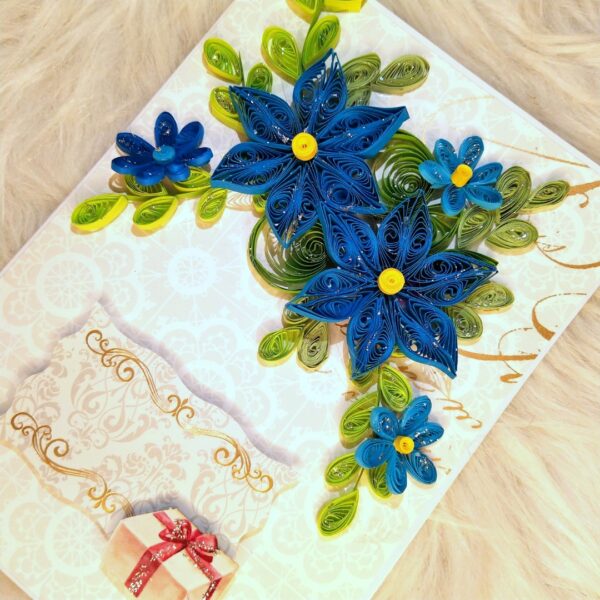 Blue Quilled Flowers Greeting card