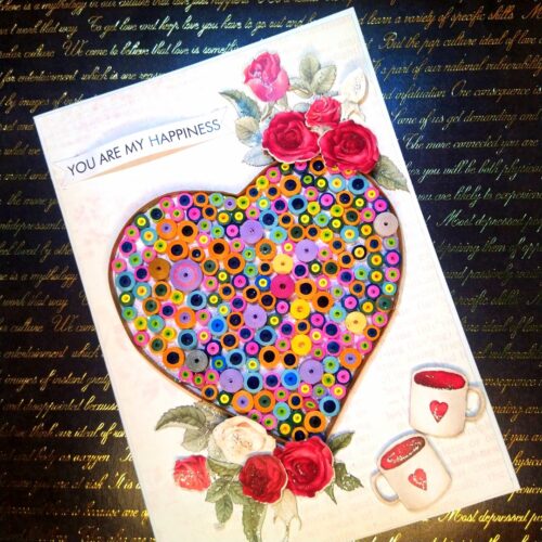 Big quilled heart handmade greeting card