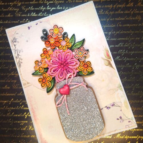 Sparkling Quilled Assorted Flowers Card