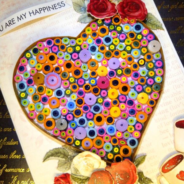 Big quilled heart handmade greeting card