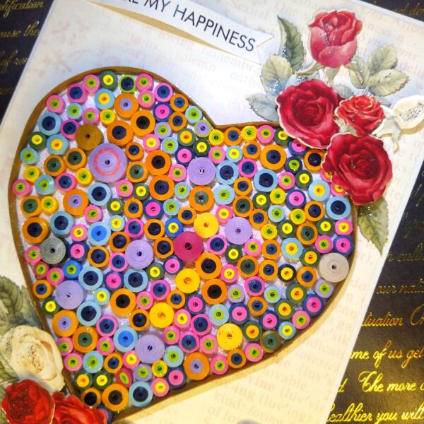 Big quilled heart handmade greeting card