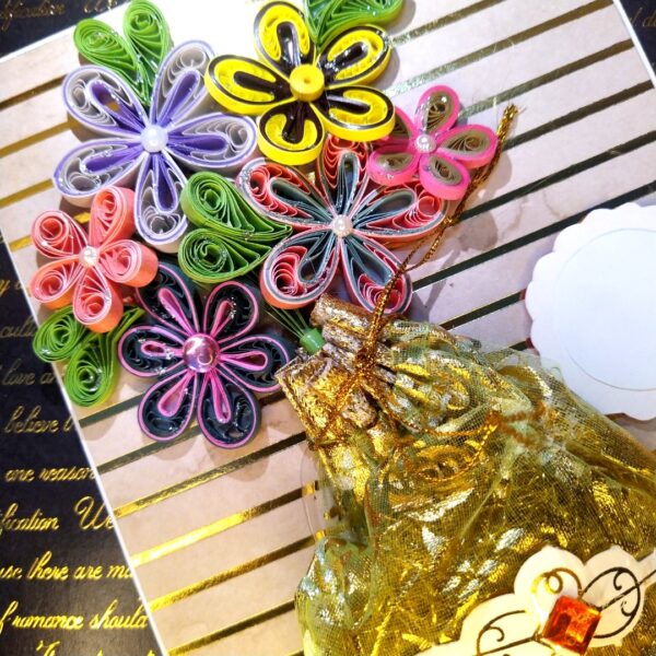 Sparkling Quilled Flowers handmade Card