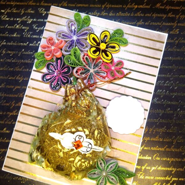 Sparkling Quilled Flowers handmade Card