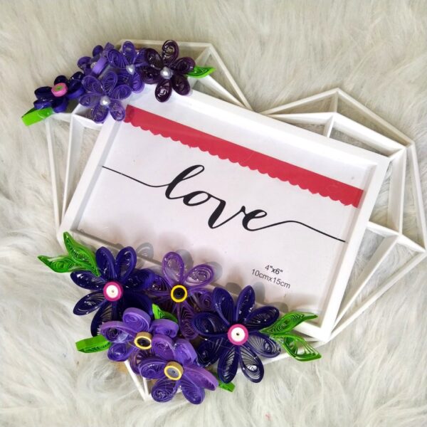 Quilled Heart Shaped Photo Frame - Purple