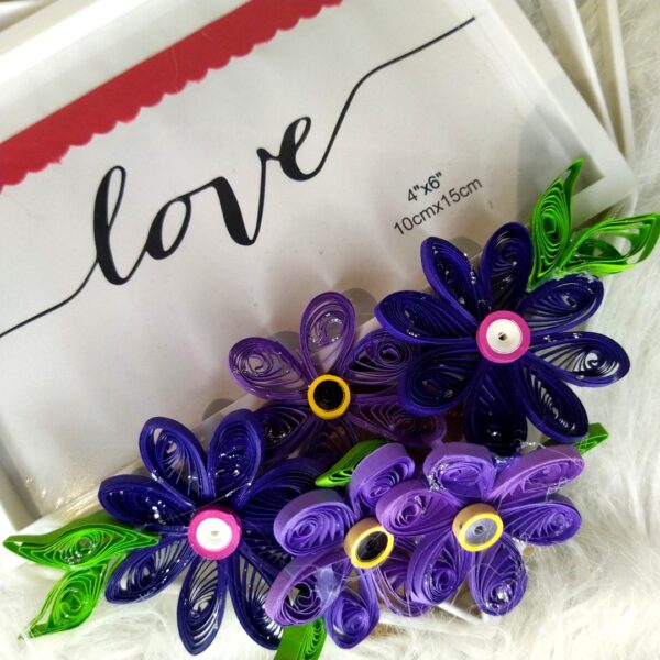 Quilled Heart Shaped Photo Frame - Purple