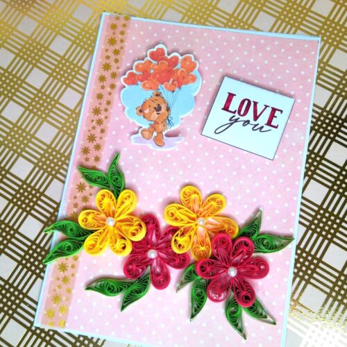 Teddy with Balloon Greeting card - C2