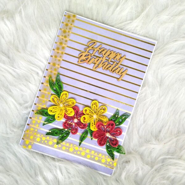 Sparkling Quilled Flowers Birthday card