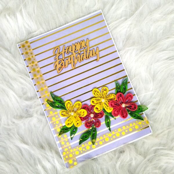 Sparkling Quilled Flowers Birthday card