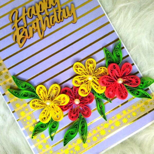 Sparkling Quilled Flowers Birthday card