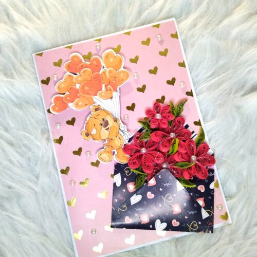 Quilled Flowers In Envelope Love Greeting Card