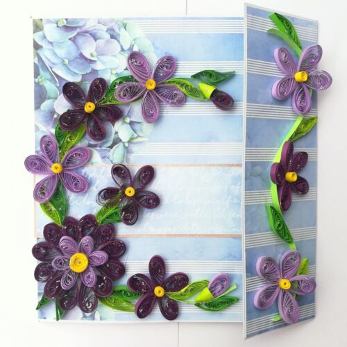 Purple Themed Flowers Mini Scrapbook Greeting Card image
