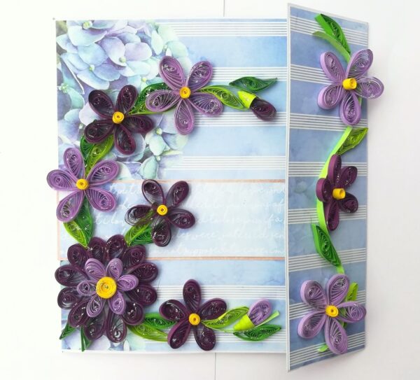 Purple Themed Flowers Mini Scrapbook Greeting Card image
